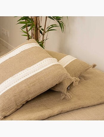 Cojín desenfundable de lino y algodón