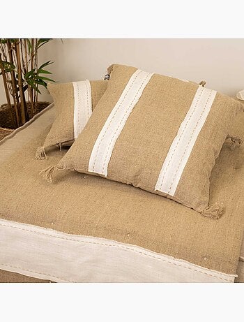 Cojín desenfundable de lino y algodón