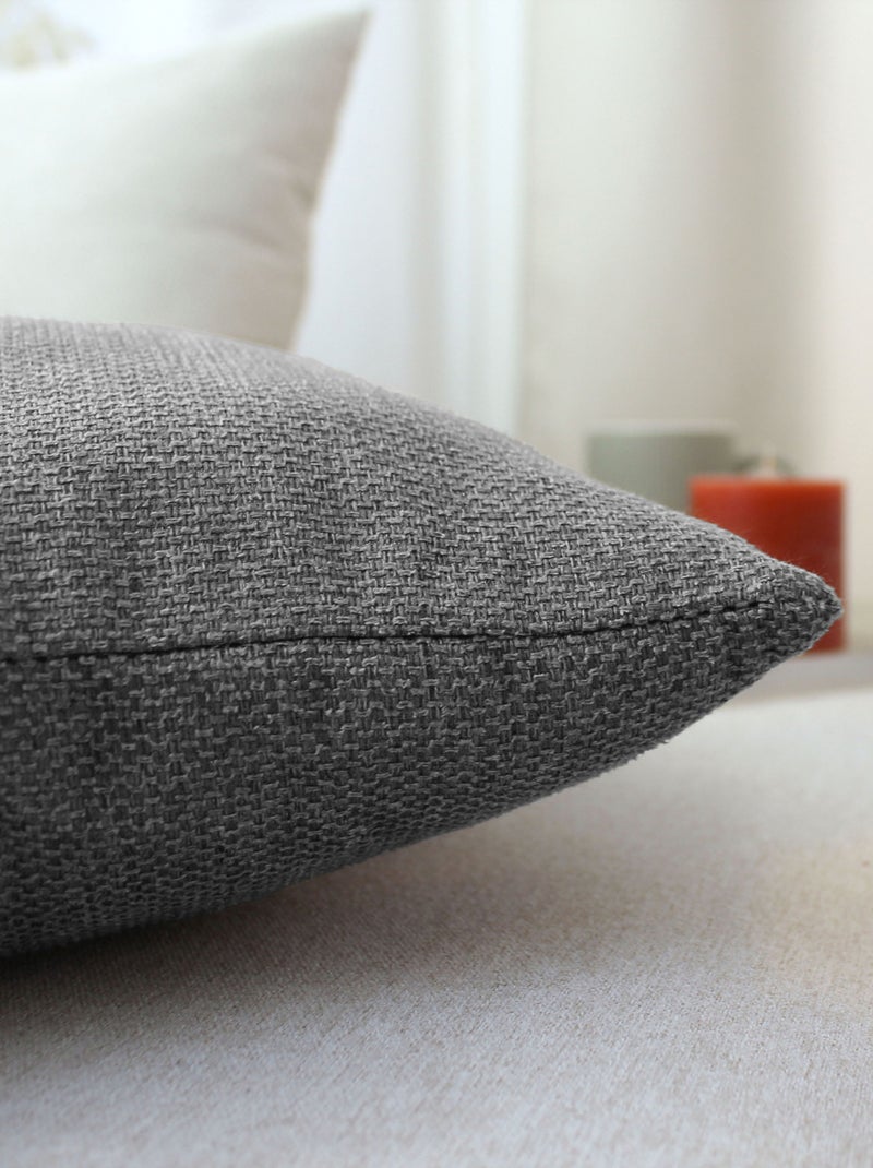 Cojín desenfundable de terciopelo chenille Gris oscuro - Kiabi