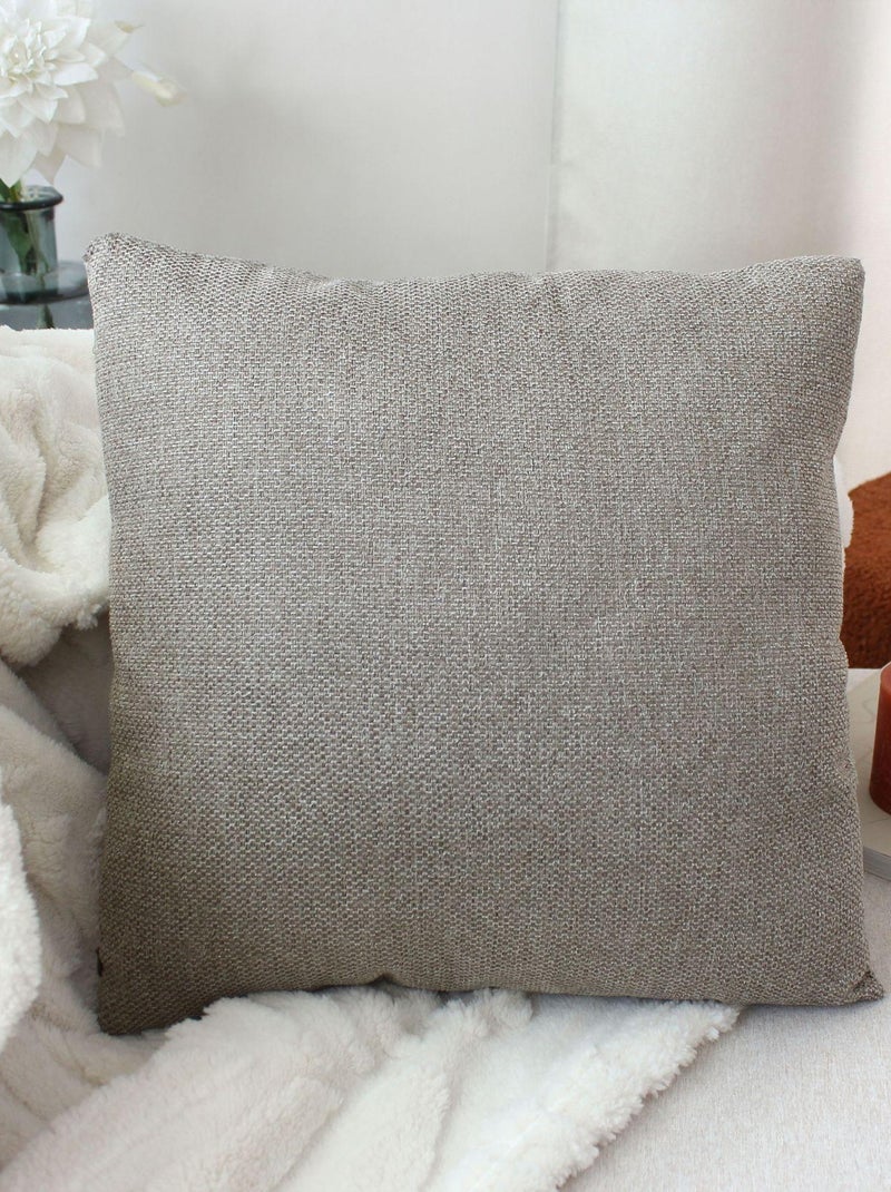 Cojín desenfundable de terciopelo chenille Taupe - Kiabi