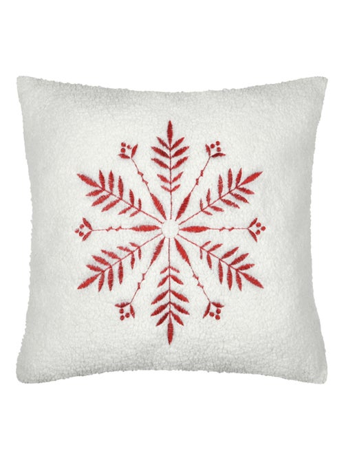Cojín efecto borreguito con diseño de copo de nieve - Kiabi