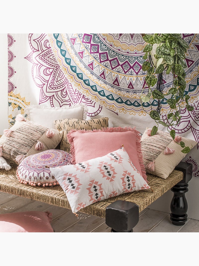 Cojín estampado étnico 100% algodón 30 x 50 cm – Future Home Blanco - Kiabi
