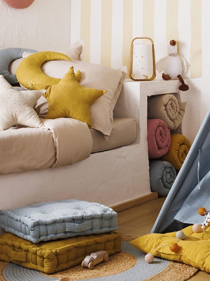 Cojín estrella con estampado metálico Amarillo - Kiabi