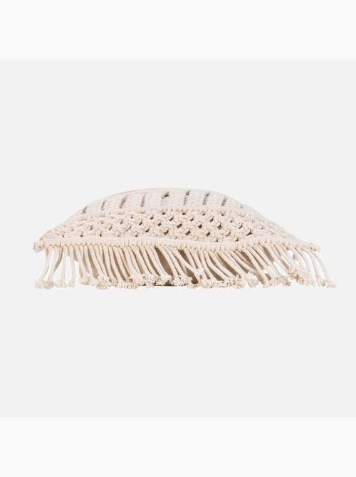 Cojín extraíble con flecos y macramé - Kiabi