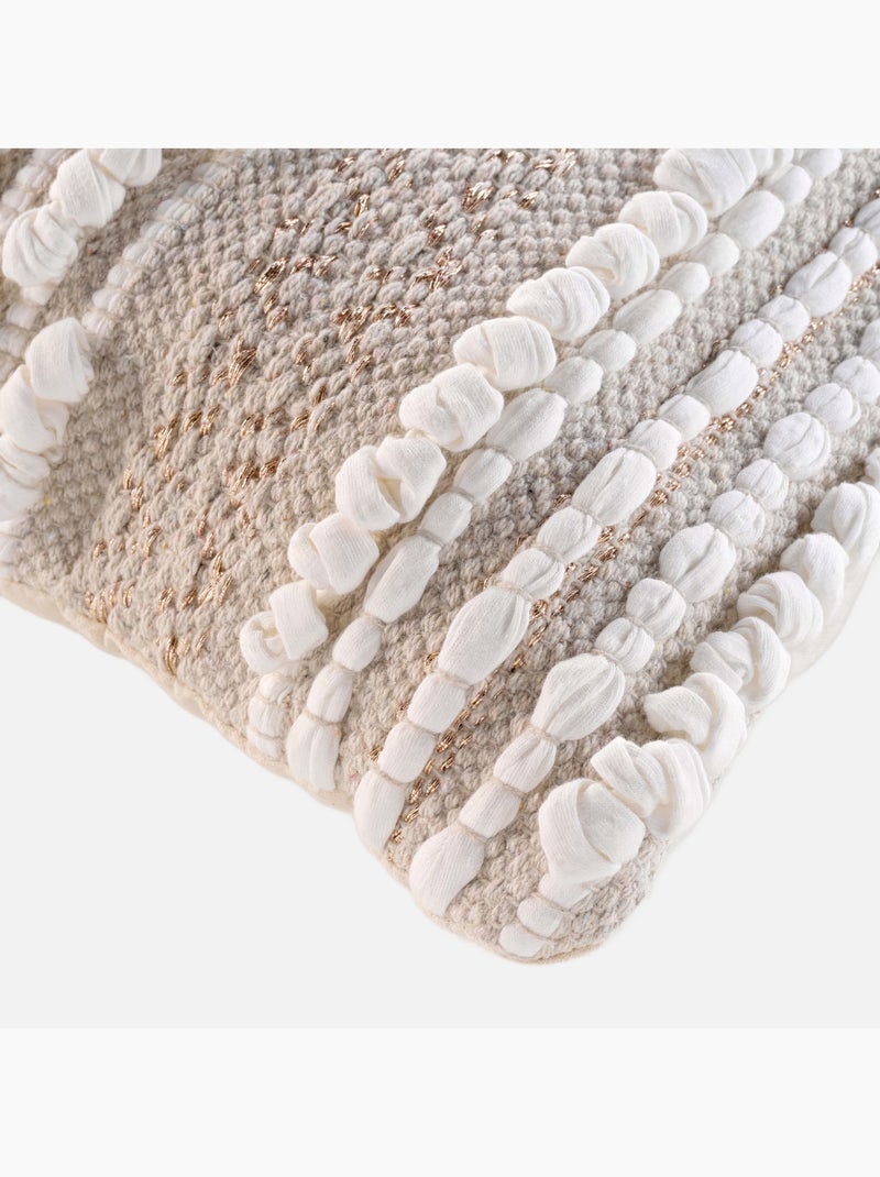 Cojín extraíble de polialgodón con bordados e hilos metálicos Beige concha - Kiabi