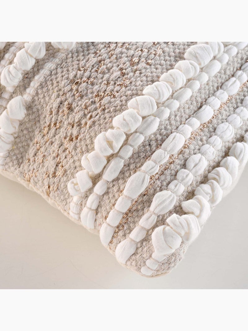 Cojín extraíble de polialgodón con bordados e hilos metálicos Beige concha - Kiabi