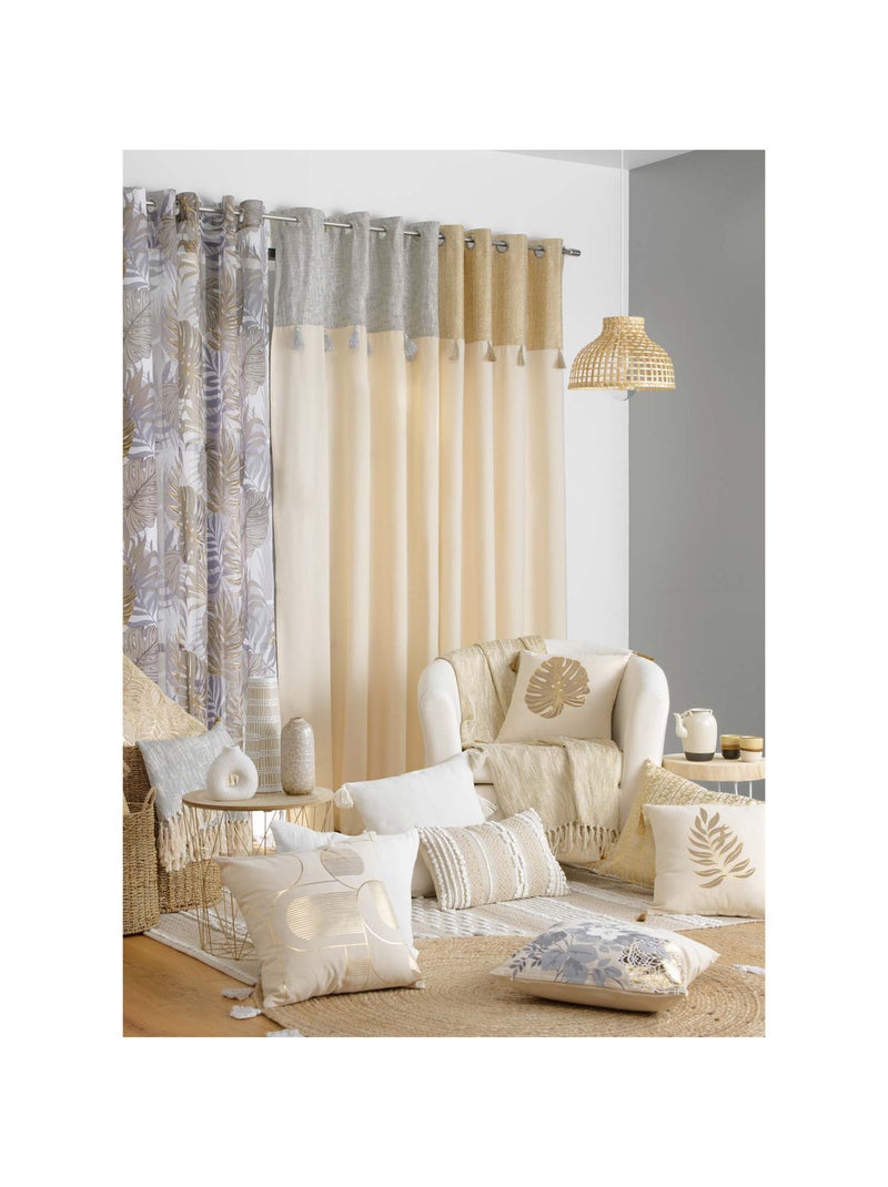 Cojín extraíble de polialgodón con bordados e hilos metálicos Beige concha - Kiabi