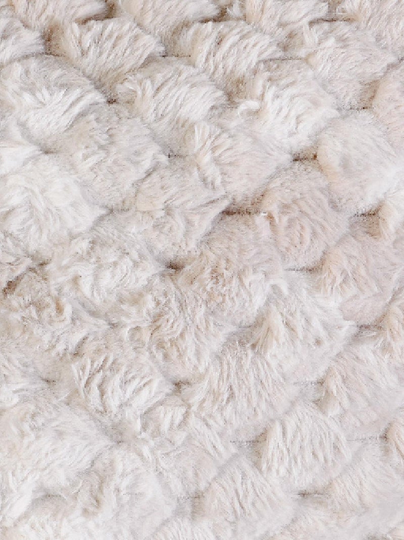 Cojín Imitación Piel con Relieve Geométrico Blanco - Kiabi