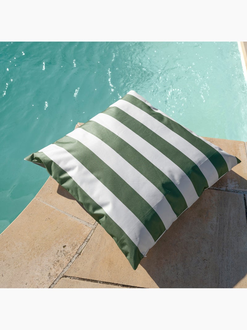 Cojín impermeable a rayas ARCACHON desenfundable Verde oliva - Kiabi