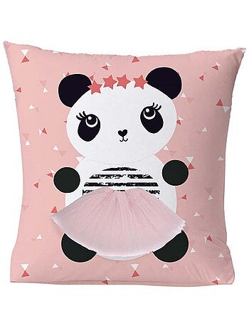 Cojín infantil 100% algodón panda rosa 40 x 40 cm – Future Home