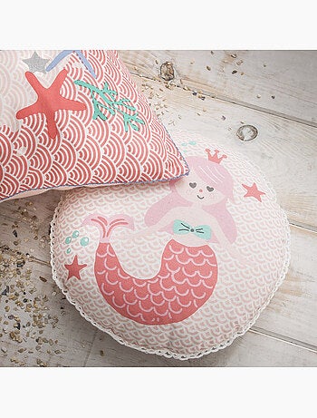 Cojín infantil con estampado de sirenas en algodón, 30x30cm