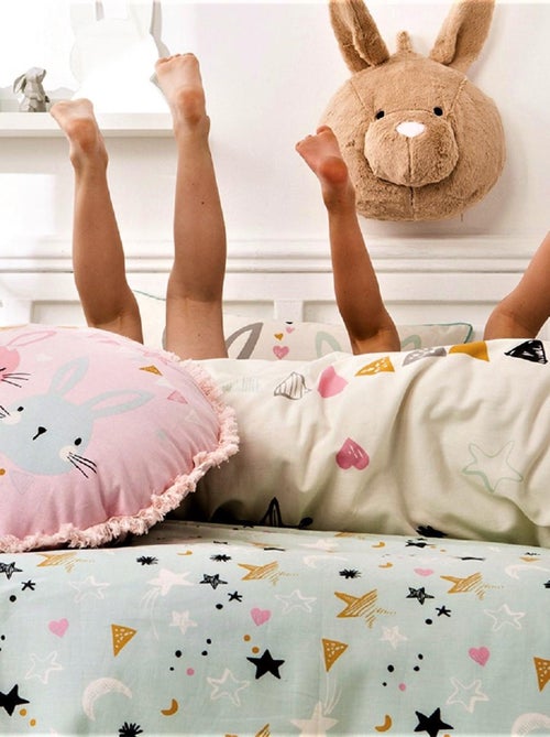 Cojín infantil de algodón estampado con conejito – 35 x 35 cm – Future Home - Kiabi