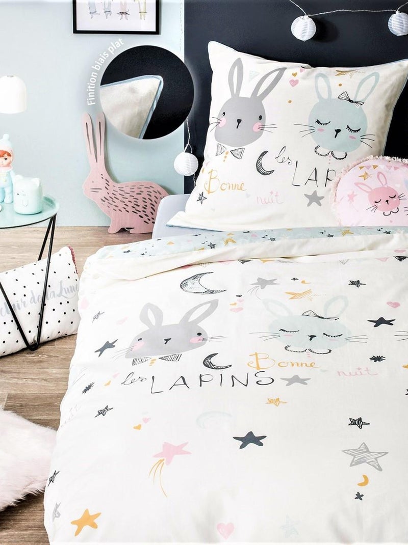 Cojín infantil de algodón estampado con conejito – 35 x 35 cm – Future Home Rosa - Kiabi