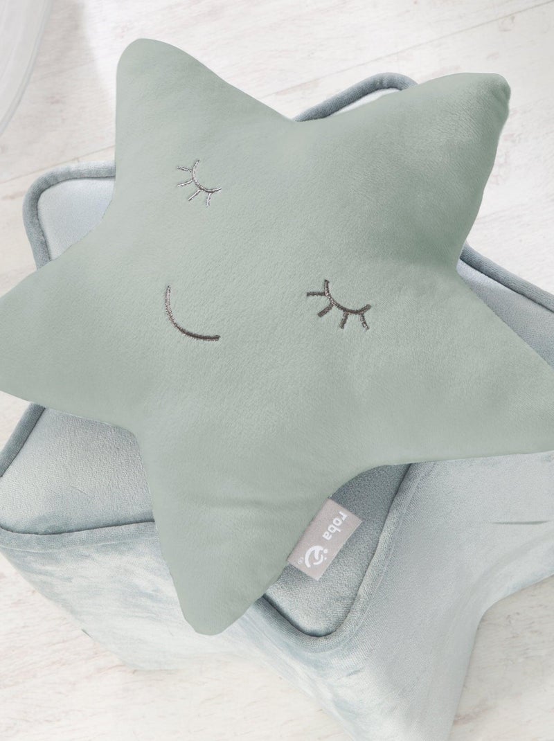 Cojín infantil estrella bordada 'Roba Style' Verde agua - Kiabi