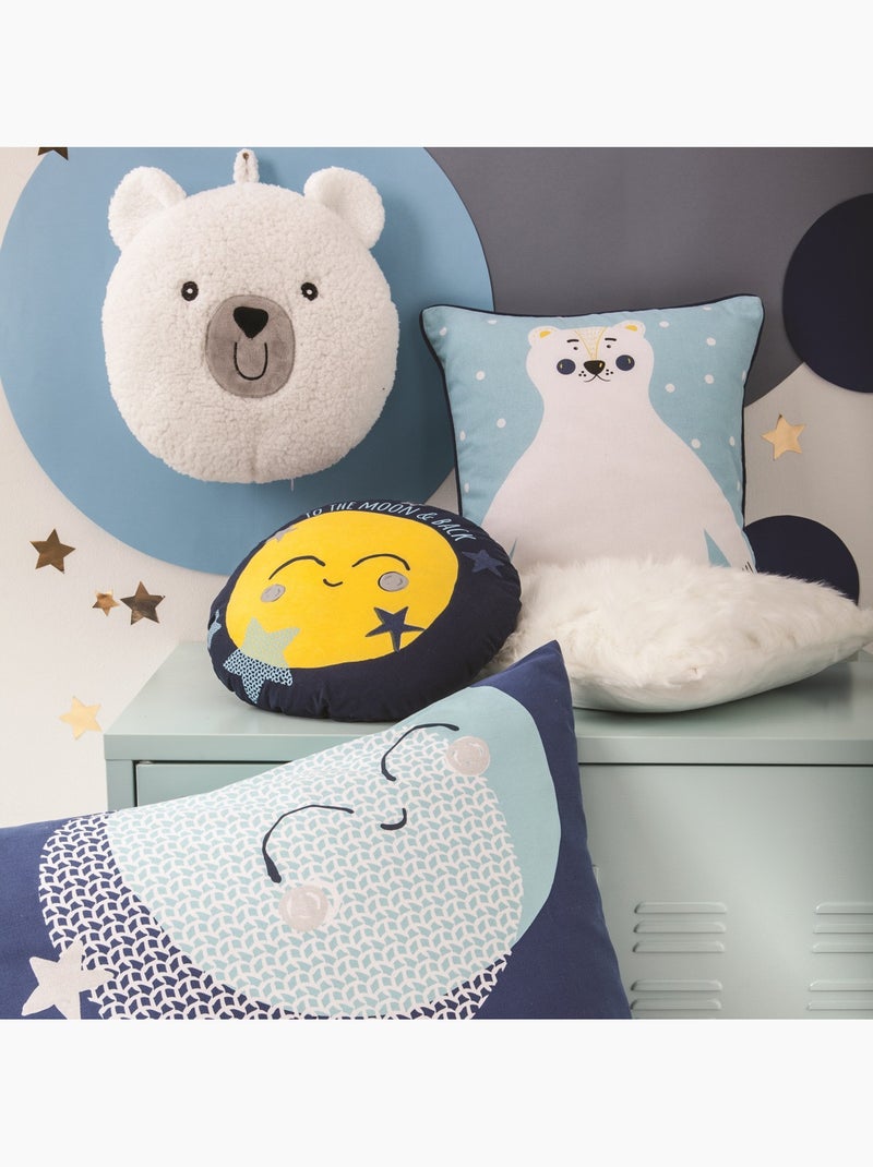Cojín infantil "Future Home" – Luna azul y amarilla 35 cm algodón Azul Amarillo - Kiabi