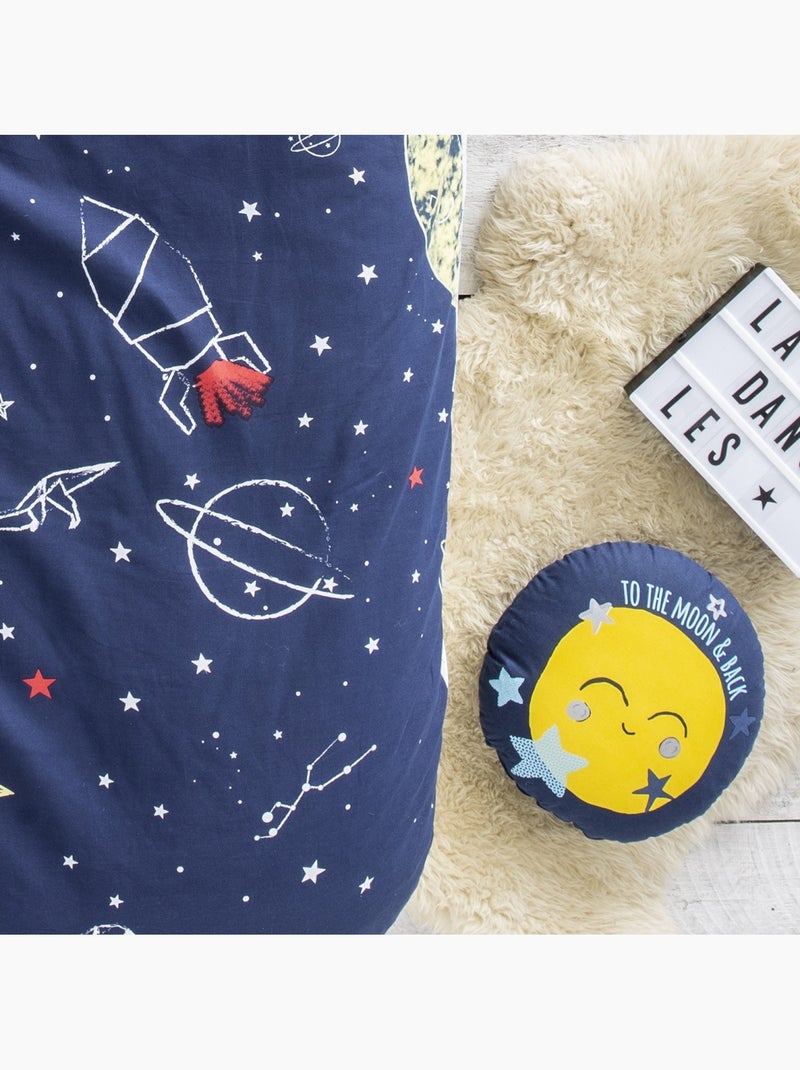 Cojín infantil "Future Home" – Luna azul y amarilla 35 cm algodón Azul Amarillo - Kiabi