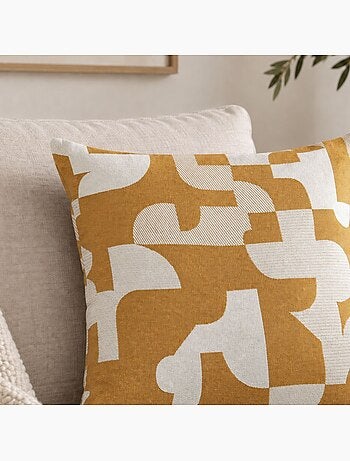 Cojín jacquard geométrico con textura retro