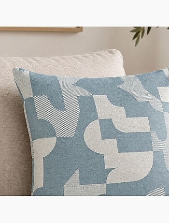 Cojín jacquard geométrico con textura retro