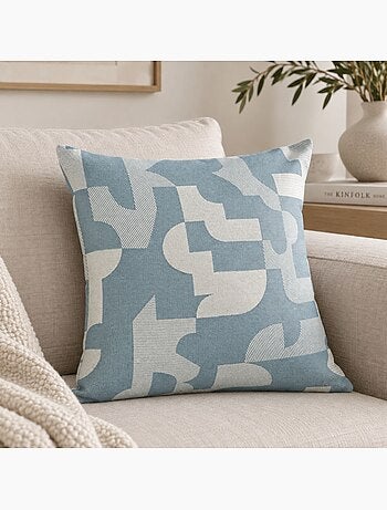 Cojín jacquard geométrico con textura retro