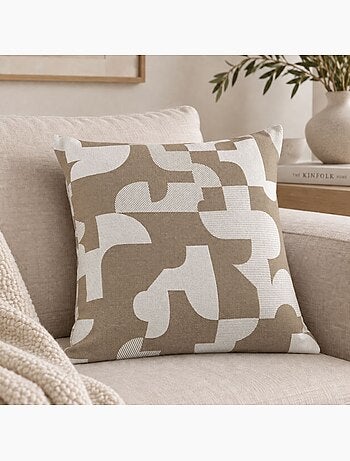 Cojín jacquard geométrico con textura retro