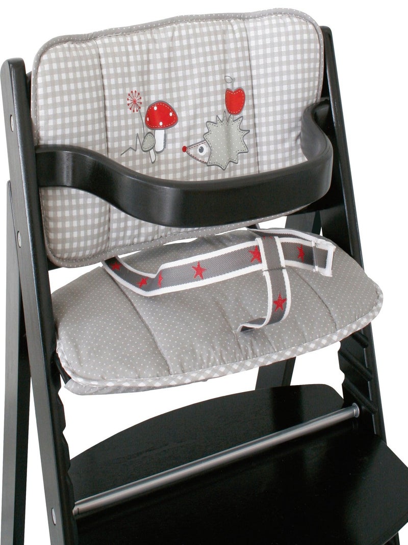 Cojín para trona evolutiva lavable en 2 piezas - diseño erizo - 'Roba adam & eule' Gris rojo - Kiabi