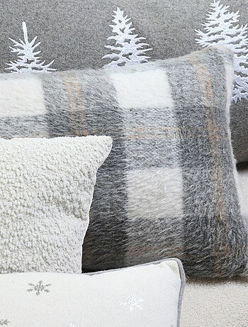 Cojín rectangular a cuadros efecto lana