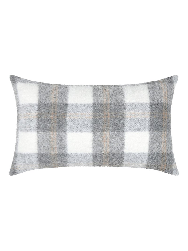 Cojín rectangular a cuadros efecto lana Gris - Kiabi