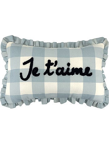 Cojín rectangular a cuadros "Je t'aime