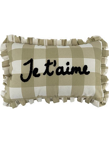 Cojín rectangular a cuadros "Je t'aime