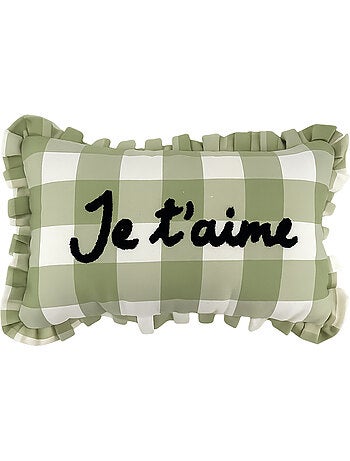 Cojín rectangular a cuadros "Je t'aime