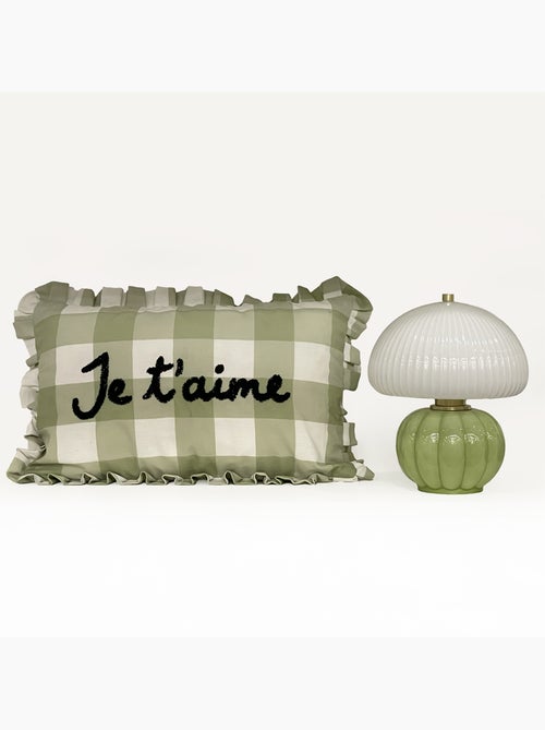 Cojín rectangular a cuadros "Je t'aime - Kiabi