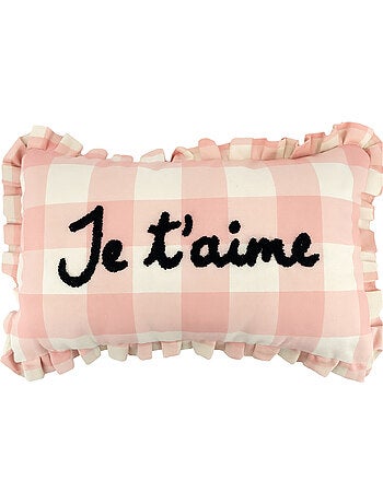 Cojín rectangular a cuadros "Je t'aime