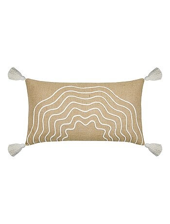 Cojín rectangular beige con relieve