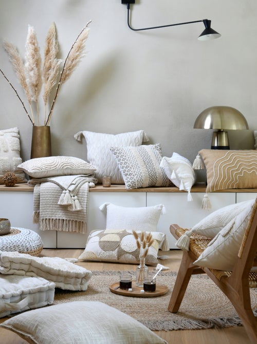 Cojín rectangular beige natural - Kiabi