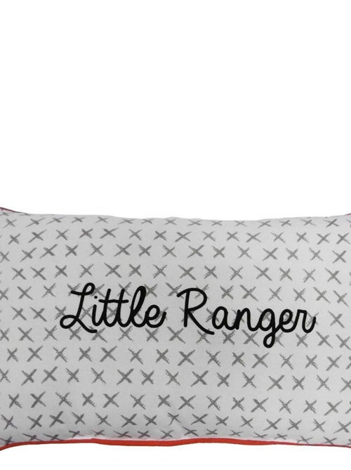 Cojín rectangular de algodón estampado Little Ranger 30 x 50 cm con ribete rojo Future Home - Kiabi