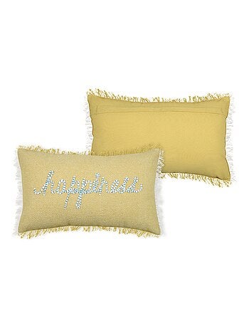 Cojín Rectangular Happiness – Un toque de color limón y elegancia