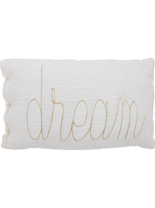 Cojín rectangular lili de gasa de algodón 50x30cm blanco - Kiabi Cojín rectangular lili de gasa de algodón 50x30cm blanco - Kiabi