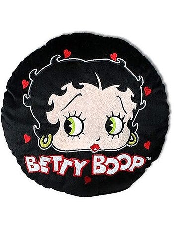 Cojín redondo betty boop corazón negro 35 cm - funda extraíble betty boop