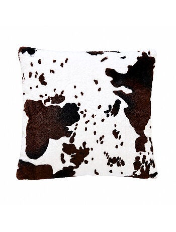 Cojín relleno con estampado de piel de vaca y parte trasera de terciopelo