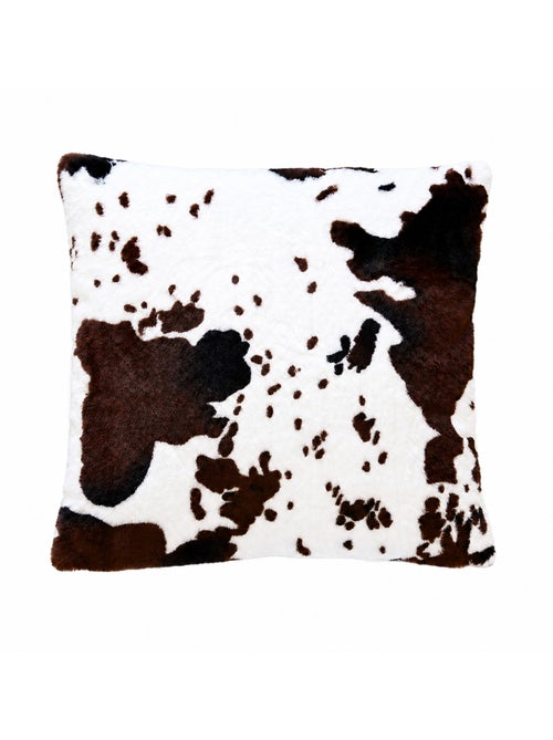 Cojín relleno con estampado de piel de vaca y parte trasera de terciopelo - Kiabi Cojín relleno con estampado de piel de vaca y parte trasera de terciopelo - Kiabi