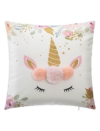 Cojín unicornio con borlas