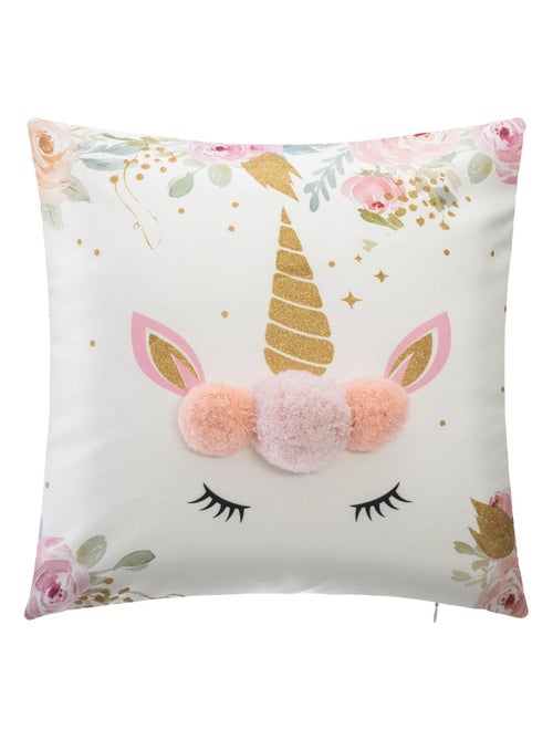 Cojín unicornio con pompones - Kiabi