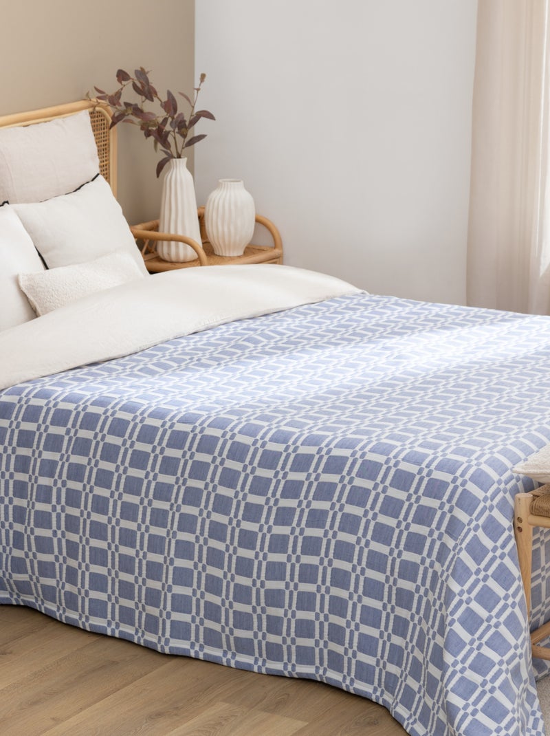 Colcha acolchada con estampado geométrico Azul - Kiabi