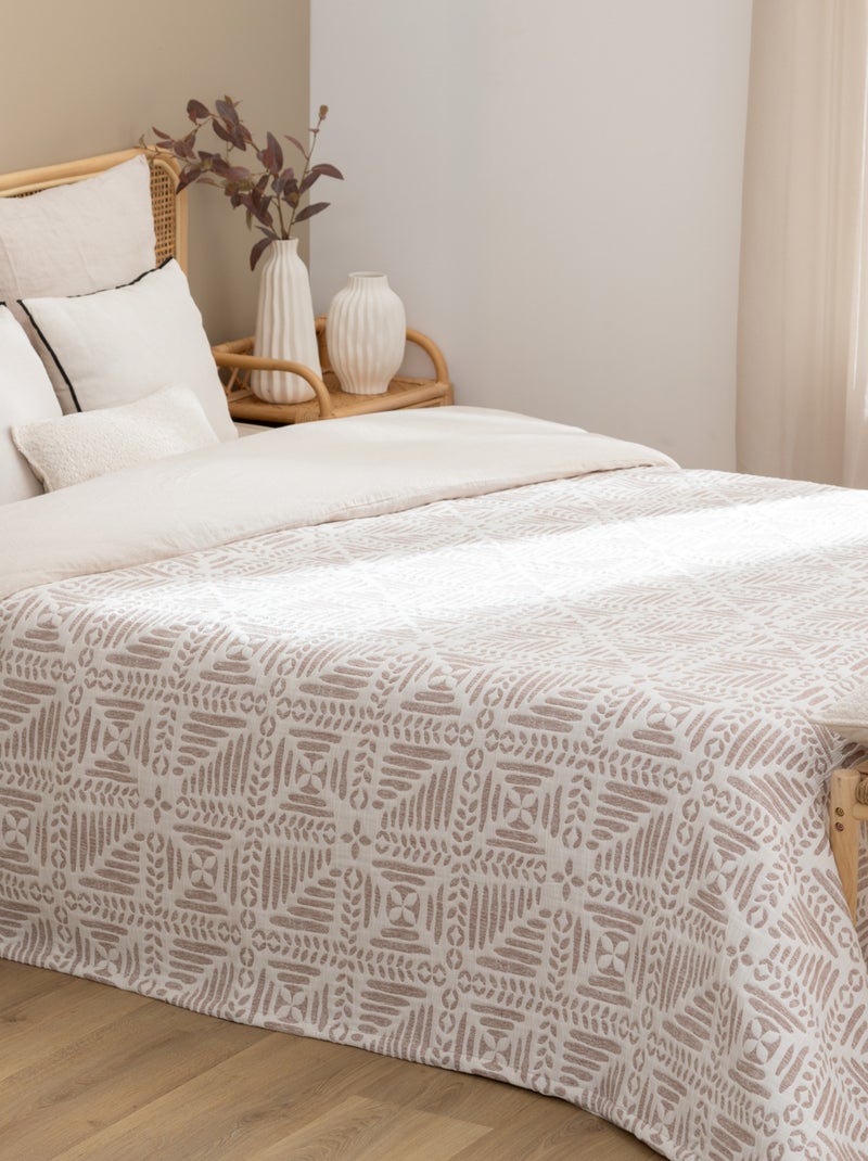 Colcha acolchada con motivos étnicos Beige gris - Kiabi