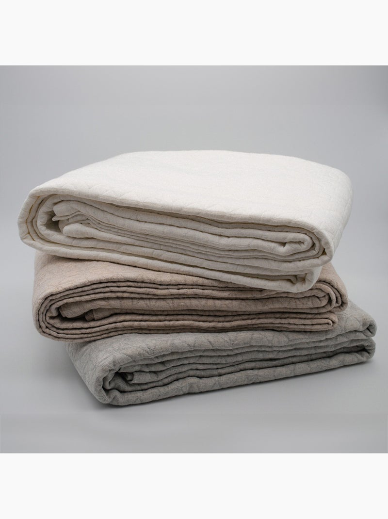 Colcha acolchada de polialgodón texturizado en relieve Beige oscuro - Kiabi