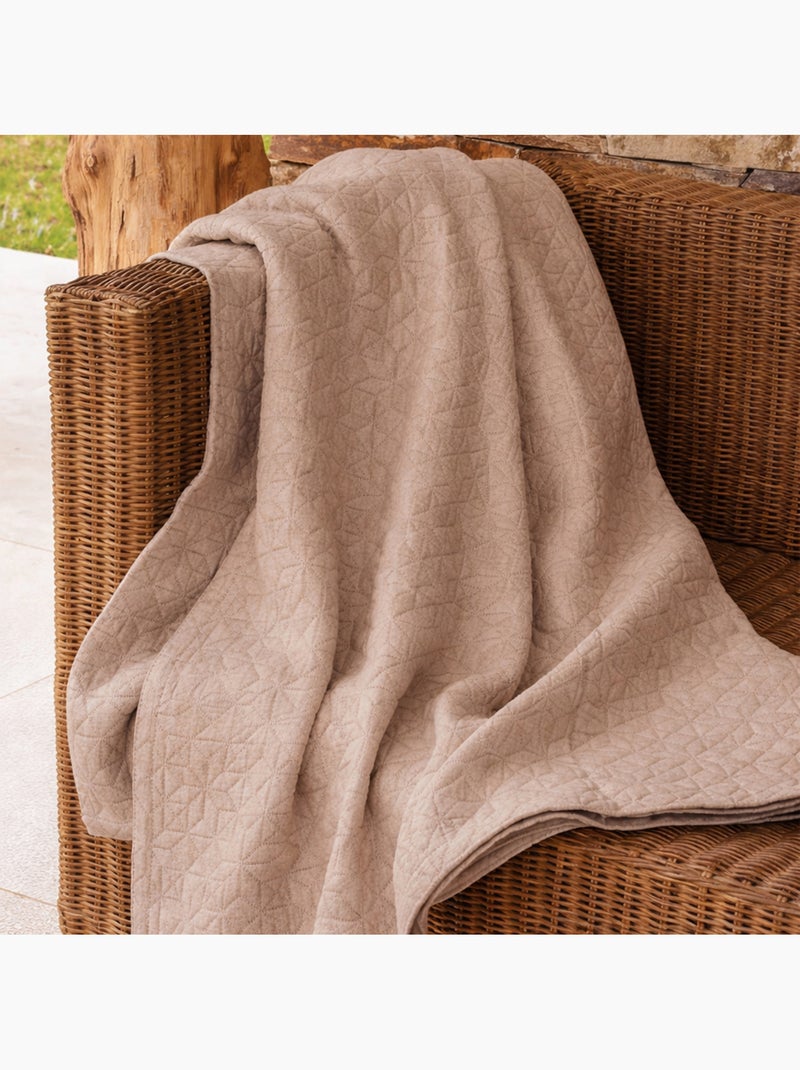 Colcha acolchada de polialgodón texturizado en relieve Beige oscuro - Kiabi