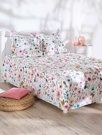 Colcha acolchada estampada con diseño floral. - Afibel