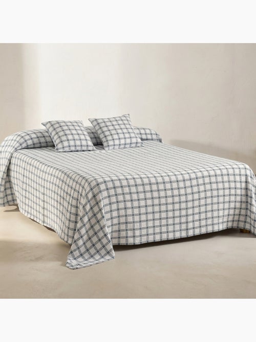 Colcha algodón diseño a cuadros en relieve, tejido texturizado. - Kiabi