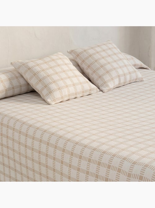 Colcha algodón diseño a cuadros en relieve, tejido texturizado. - Kiabi