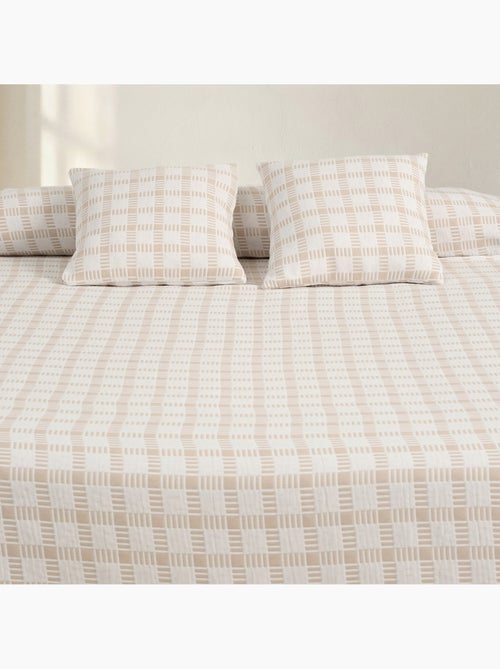 Colcha algodón diseño a cuadros en relieve, tejido texturizado. - Kiabi